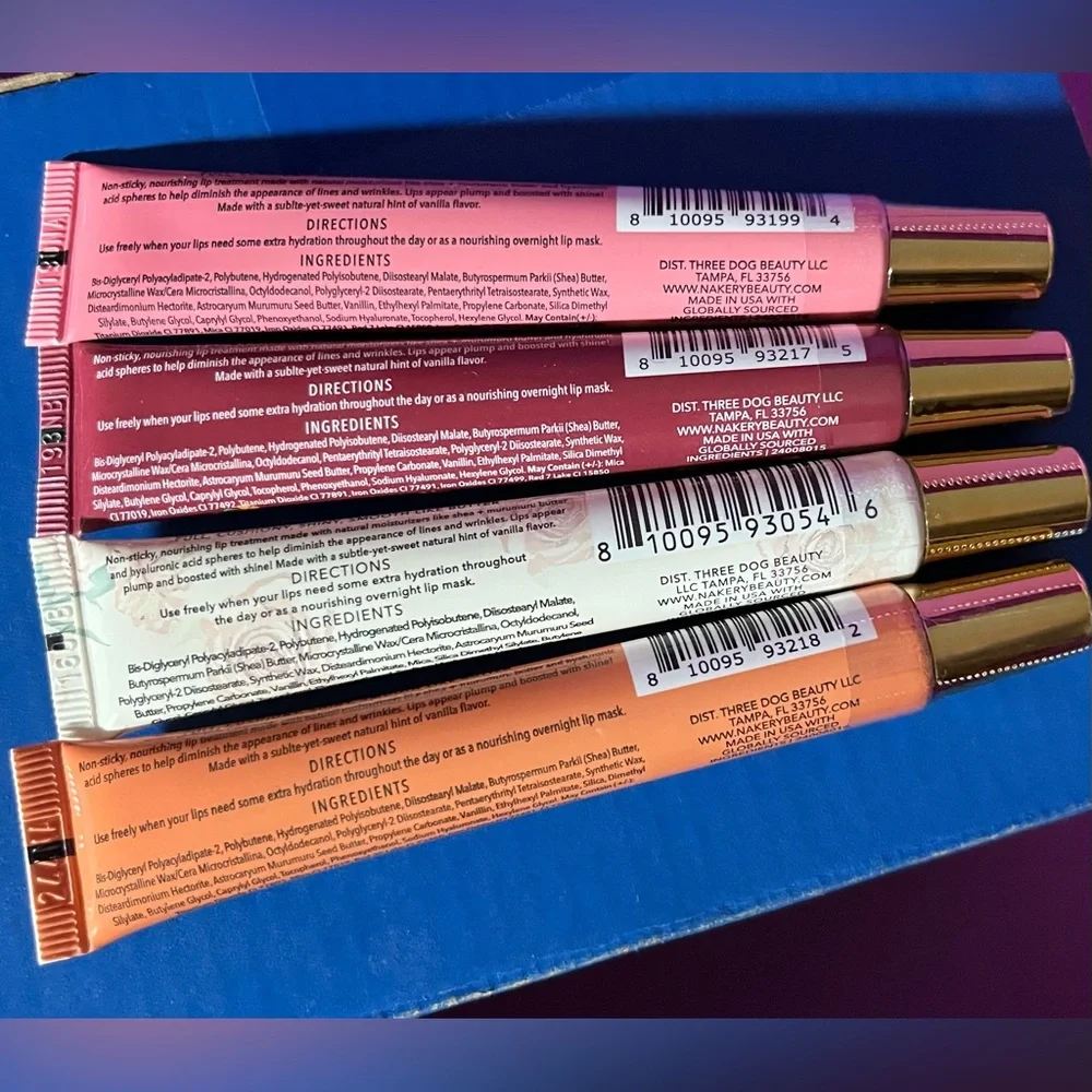 Nakery Beauty Lip Treatment Set of 4 - Plum, Mauve, Peach, Nude - 👄👄👄
